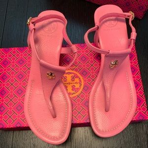 Tory Burch Logo Low Wedge Sandals
